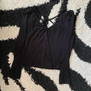 ASOS Strappy Black Long Sleeve Top Sz 6